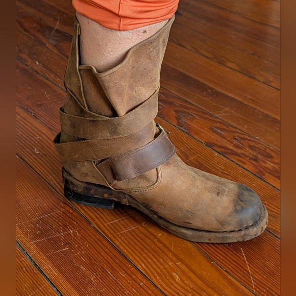 Jeffrey Campbell Free People Brit Intentionally Distressed Brown Leather Boots 9 - Picture 11 of 12
